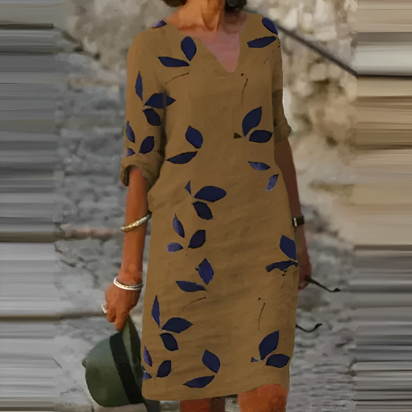 ELIZA | Leaf Print Summer Dress