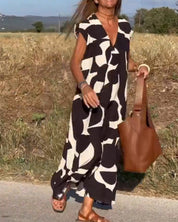 CLAIRE | V-neck Printed Maxi Dress