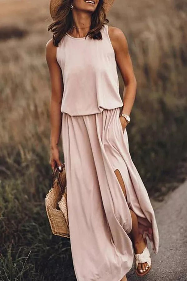 Rania | Flowing Slit Maxi Dress for Effortless Elegance