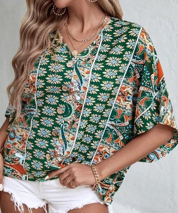 CAITLIN | Chic Patterned Boho Top