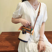 Sophie | Color Block Cylinder Shoulder Bag with Scarf