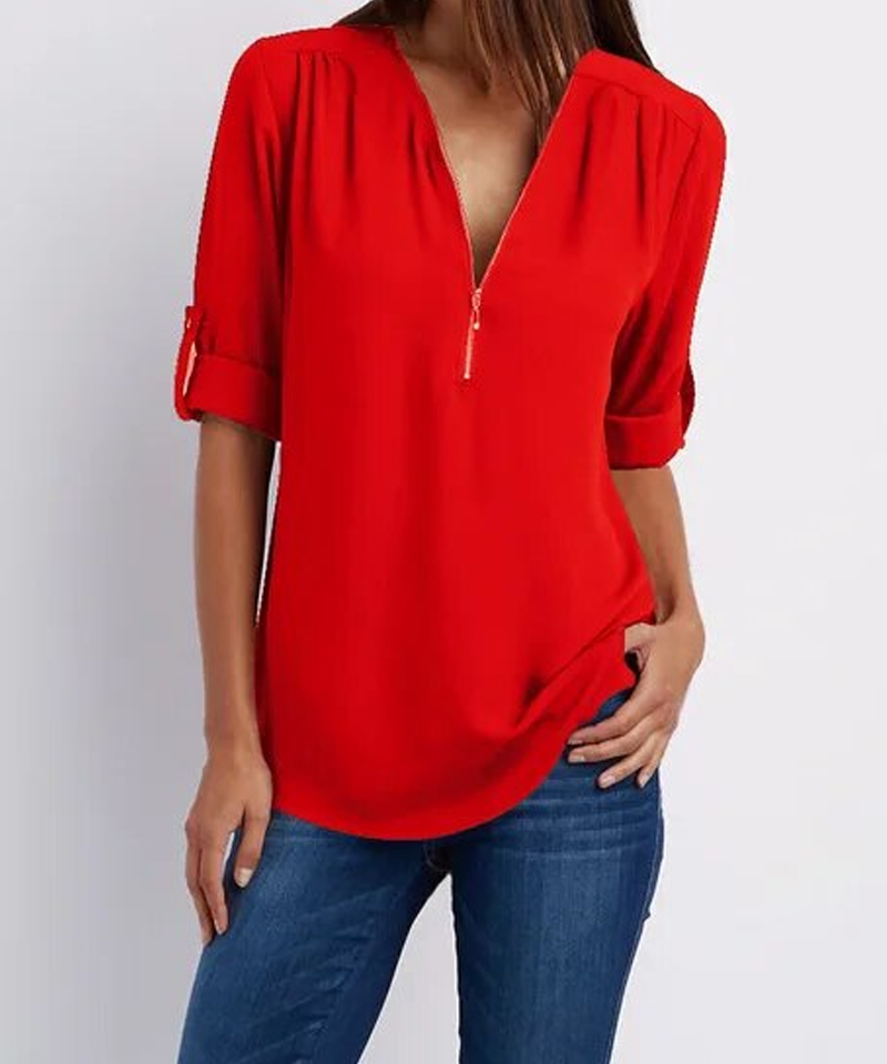 SARAH | Elegant V-Neck Blouse