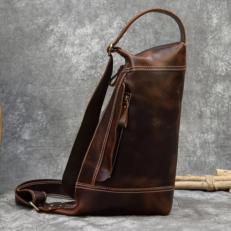 Zion | Retro Crazy Horse Leather Crossbody Sling Travel Bag