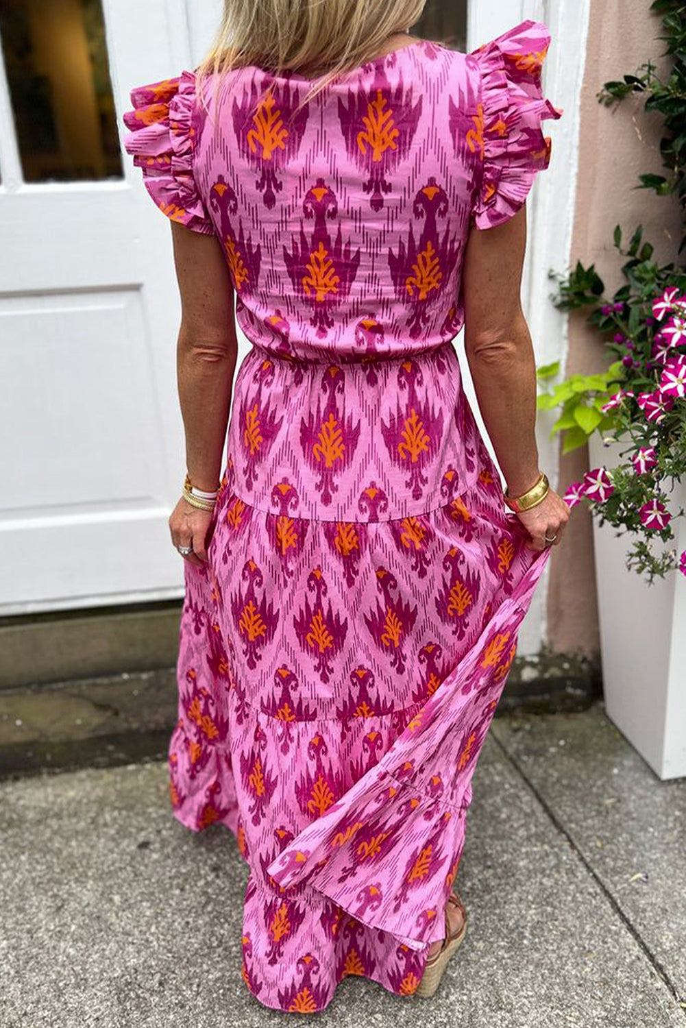 Retro Maxi Dress with Ruffles