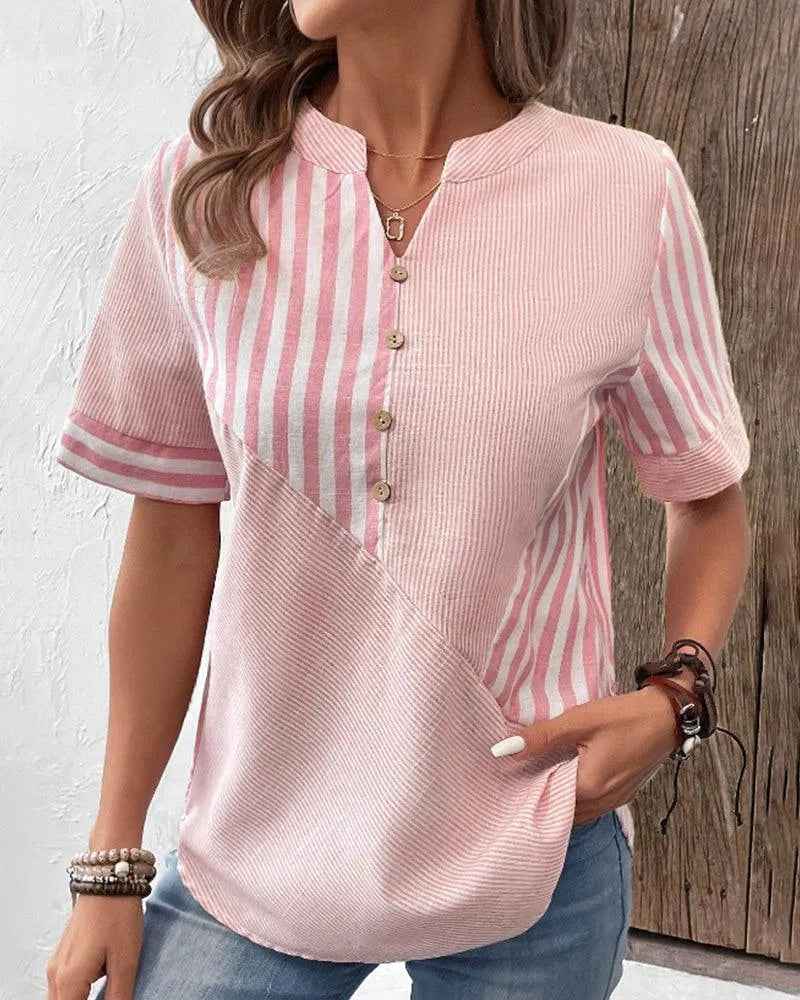 ESTELLA | Comfortable Striped Cotton Blouse