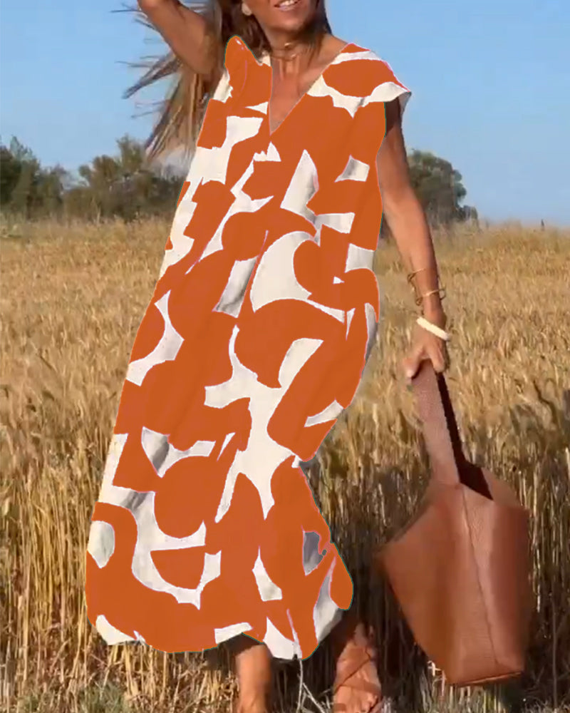 CLAIRE | V-neck Printed Maxi Dress