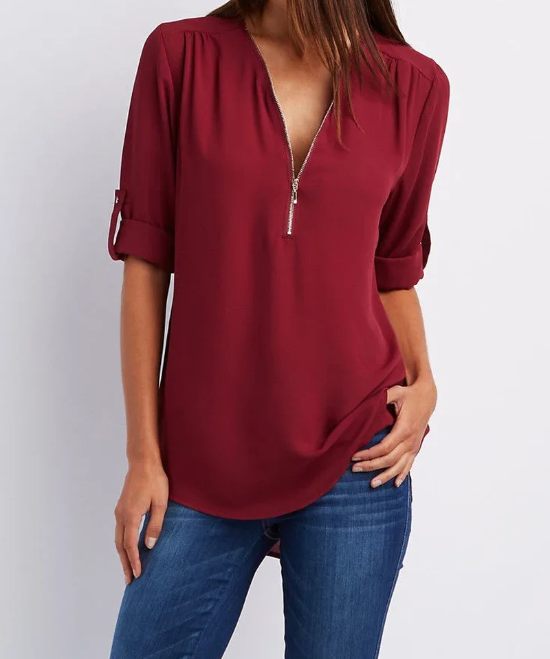 SARAH | Elegant V-Neck Blouse