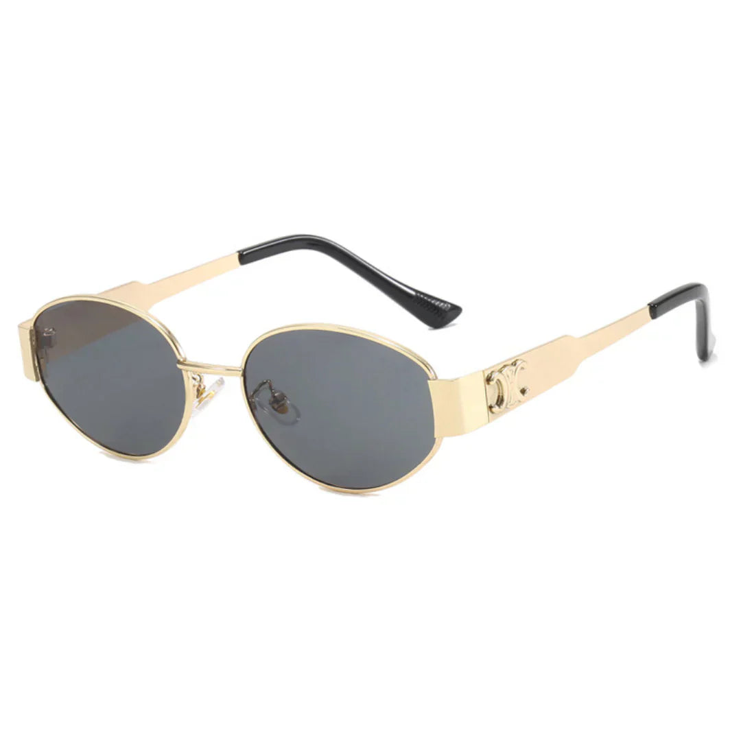 Todelle | Chic Oval Frame Sunglasses | Gold & Black | Durable Metal & Polycarbonate | Your Fashionable Shield Against the Sun