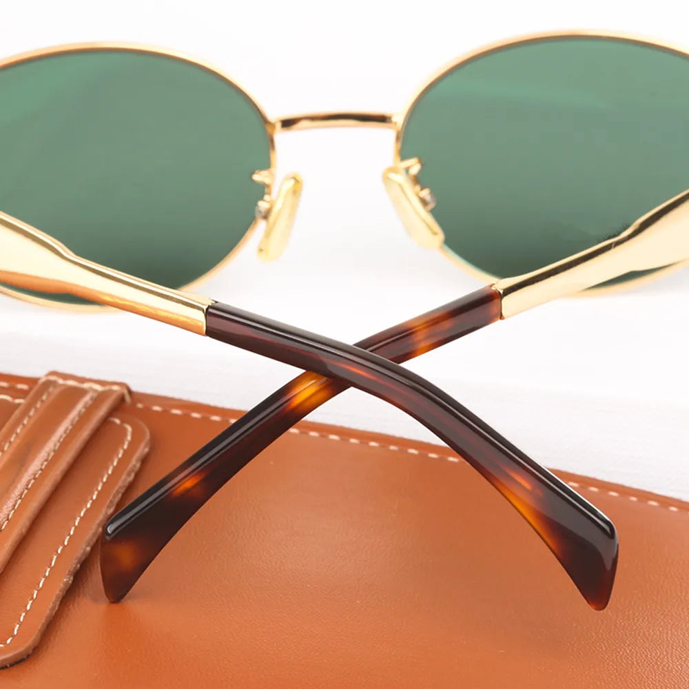 Todelle | Chic Oval Frame Sunglasses | Gold & Black | Durable Metal & Polycarbonate | Your Fashionable Shield Against the Sun