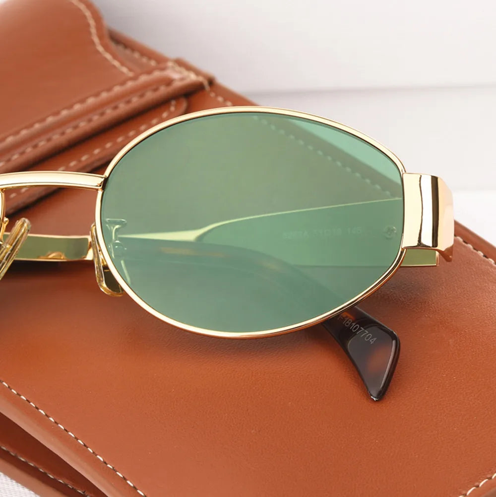 Todelle | Chic Oval Frame Sunglasses | Gold & Black | Durable Metal & Polycarbonate | Your Fashionable Shield Against the Sun