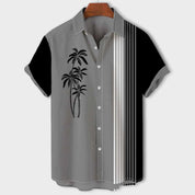 CLAUDE | Color Block Shirt with Palm Pattern for Men