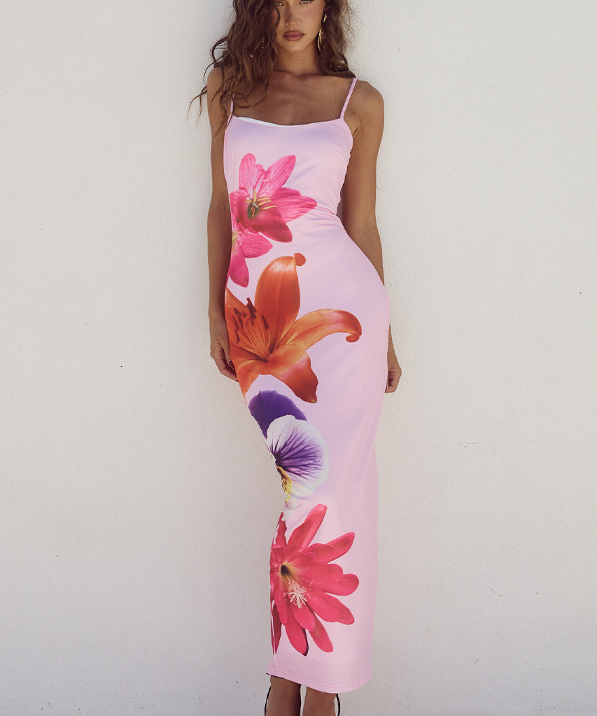 AMBER | Flower Print Dress Bodycon