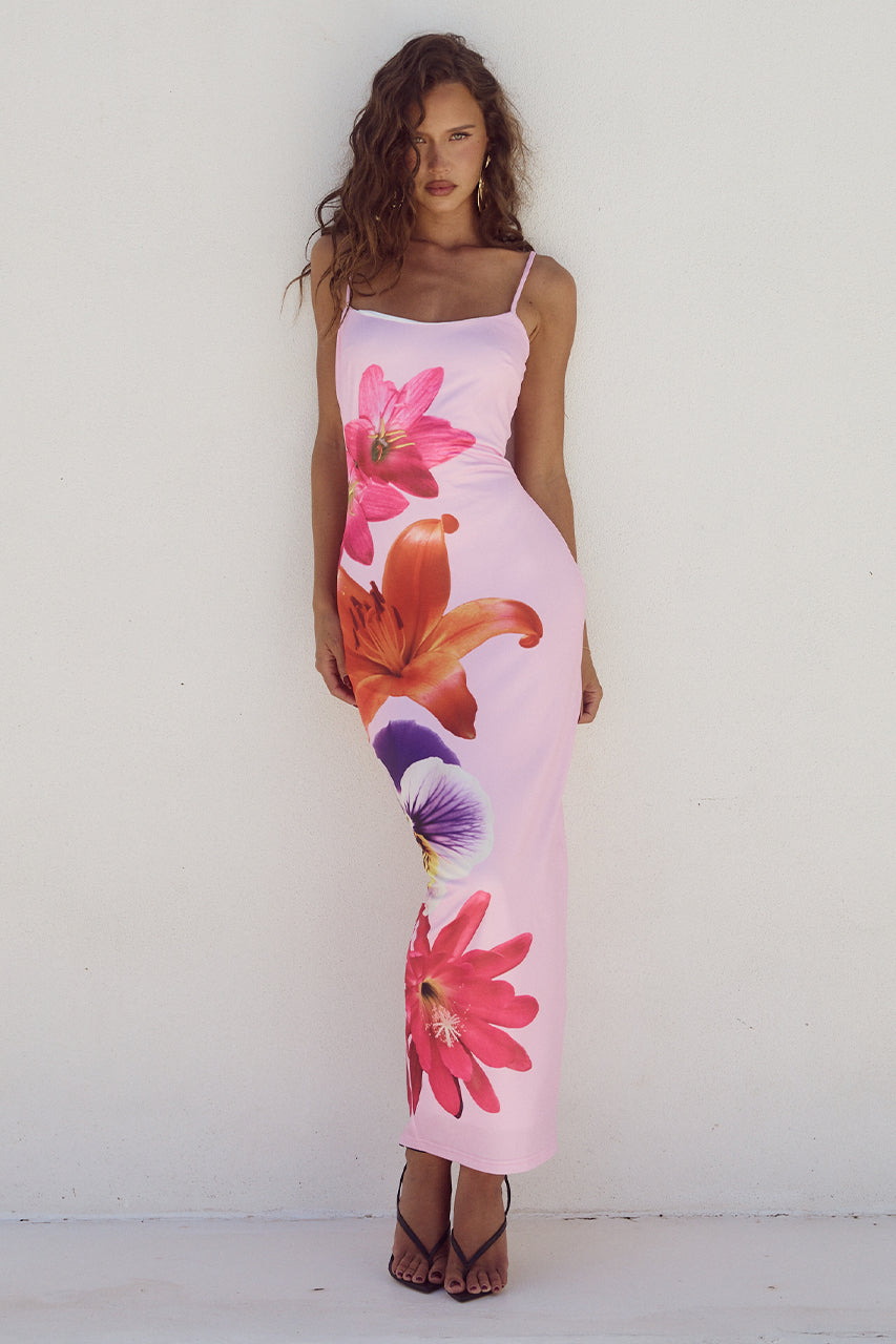 AMBER | Flower Print Dress Bodycon