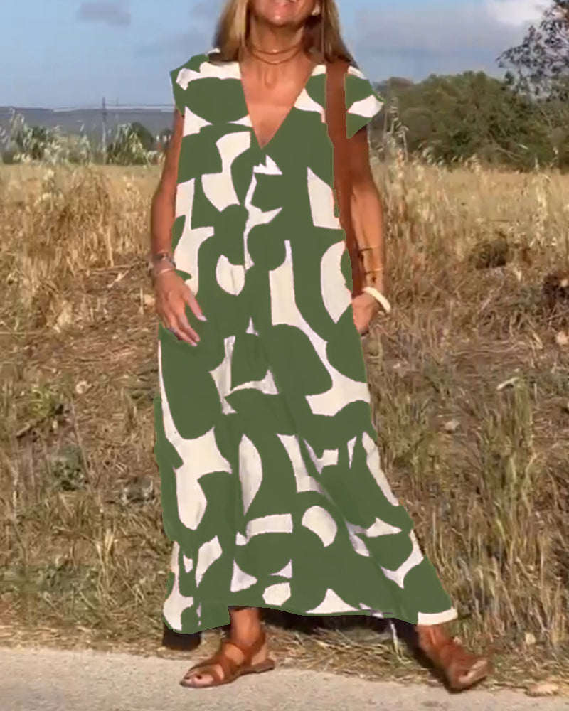 CLAIRE | V-neck Printed Maxi Dress