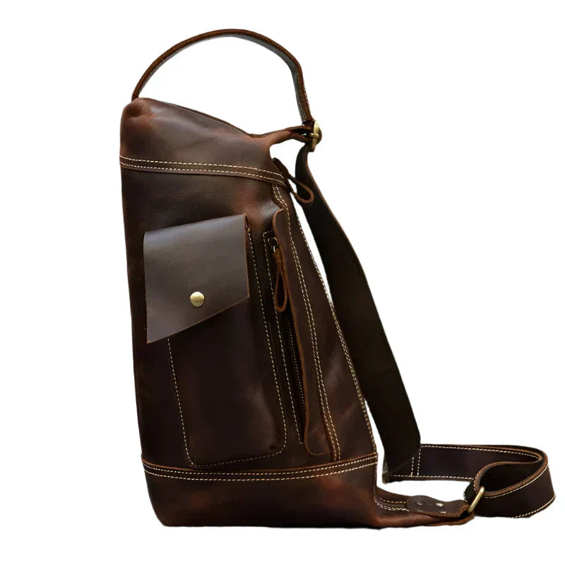 Zion | Retro Crazy Horse Leather Crossbody Sling Travel Bag