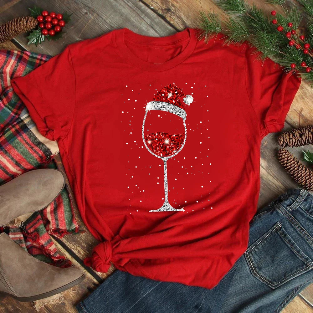 Caroline | Fashionable Wine Glass Holiday Shirt