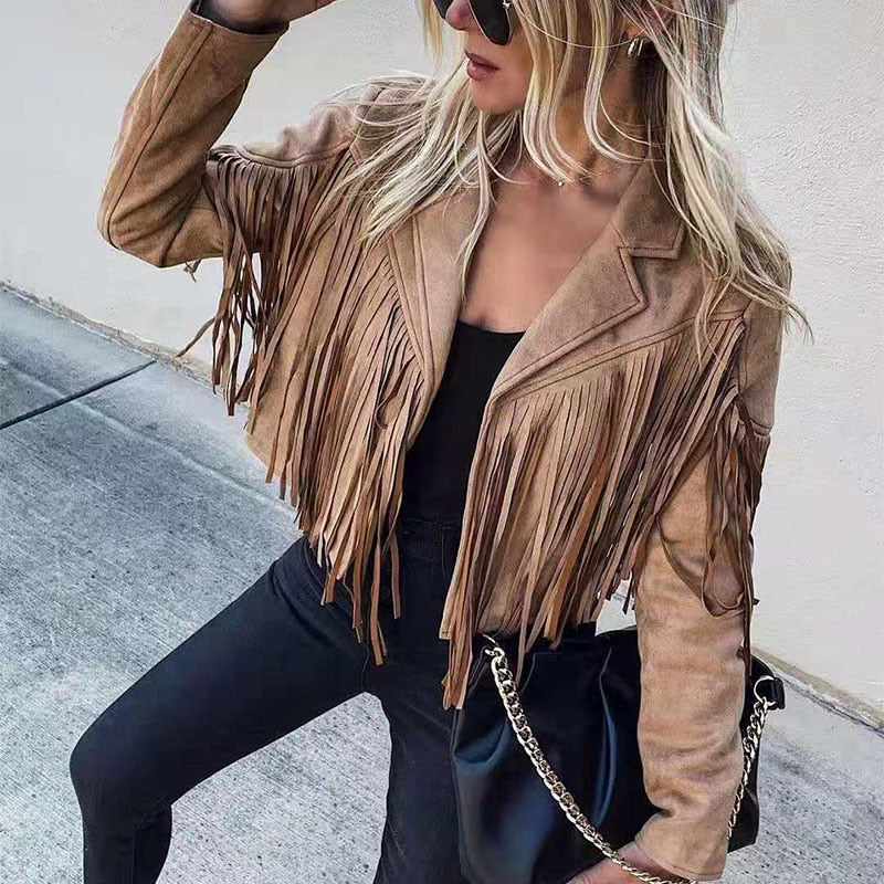 KATHERINA | Fashion Suede Fringed Jacket