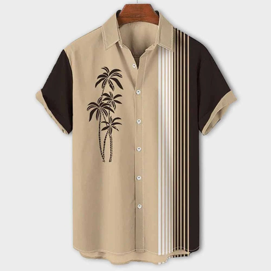 CLAUDE | Color Block Shirt with Palm Pattern for Men