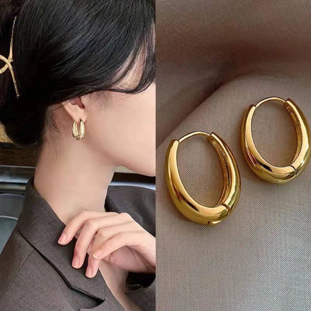 Elena | Sleek Oval Hoop Earrings