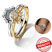 Lunara | Moon-Sun Silver Crystal Ring Sparkling & Elegant