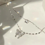 LuminousButterfly | Silver Necklace Set with Dazzling Butterfly Pendant