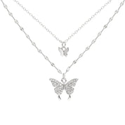 LuminousButterfly | Silver Necklace Set with Dazzling Butterfly Pendant