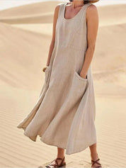 LUCY | Casual Linen Maxi Dress with Pockets