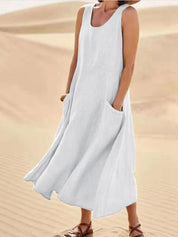 LUCY | Casual Linen Maxi Dress with Pockets