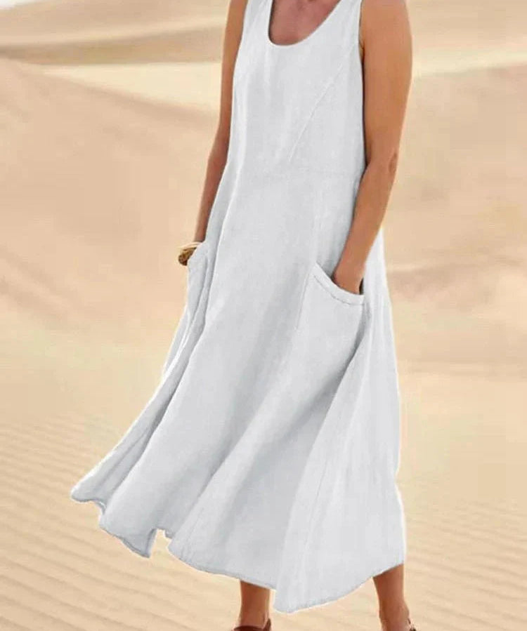 LUCY | Casual Linen Maxi Dress with Pockets