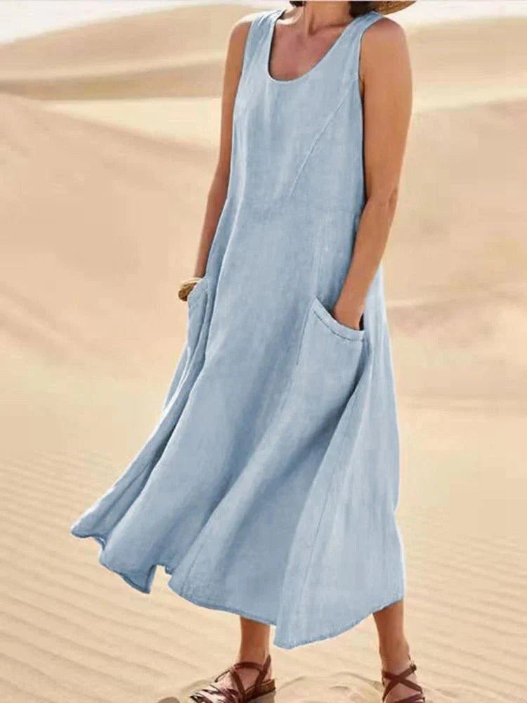 LUCY | Casual Linen Maxi Dress with Pockets