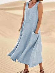 LUCY | Casual Linen Maxi Dress with Pockets