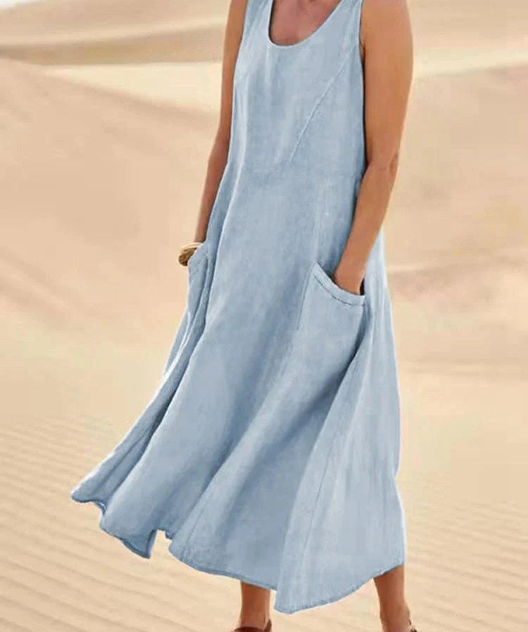 LUCY | Casual Linen Maxi Dress with Pockets