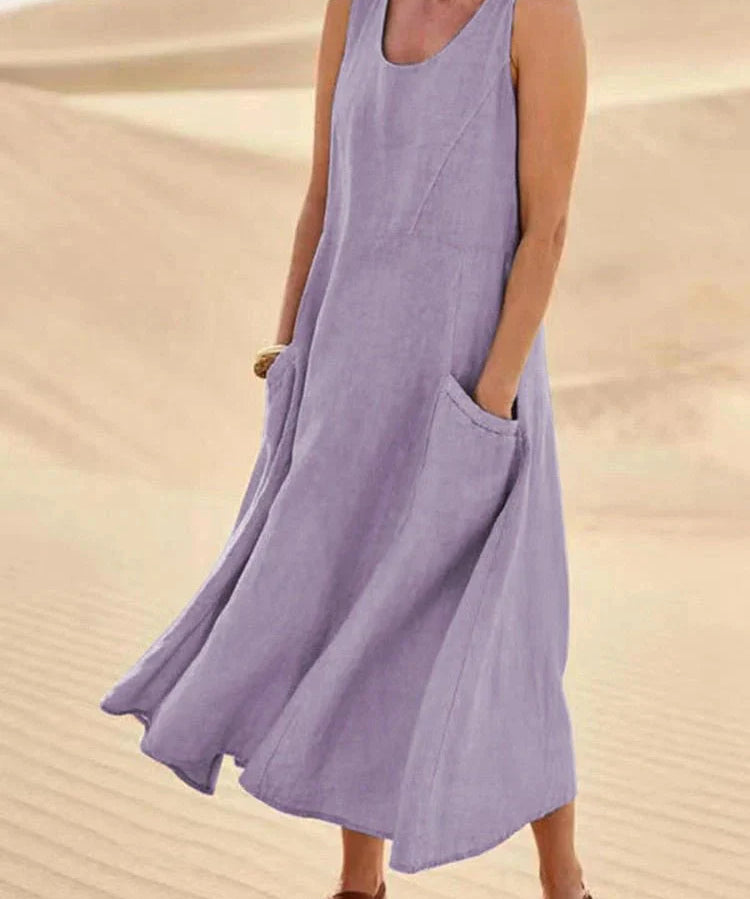 LUCY | Casual Linen Maxi Dress with Pockets