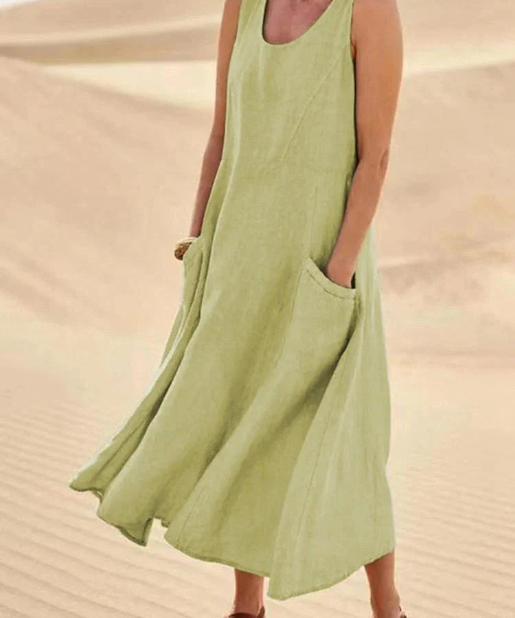 LUCY | Casual Linen Maxi Dress with Pockets