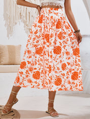 AMALIA -  Floral Print Maxi Skirt Summer