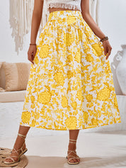 AMALIA -  Floral Print Maxi Skirt Summer