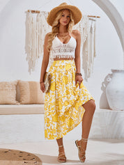 AMALIA -  Floral Print Maxi Skirt Summer