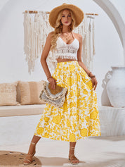 AMALIA -  Floral Print Maxi Skirt Summer