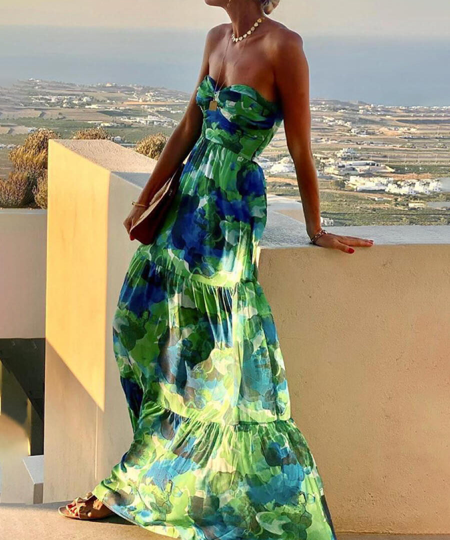 STEPHANIE | Elegant Floral Tube Maxi Dress