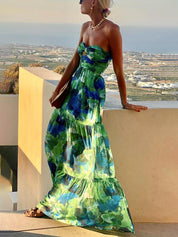 STEPHANIE | Elegant Floral Tube Maxi Dress