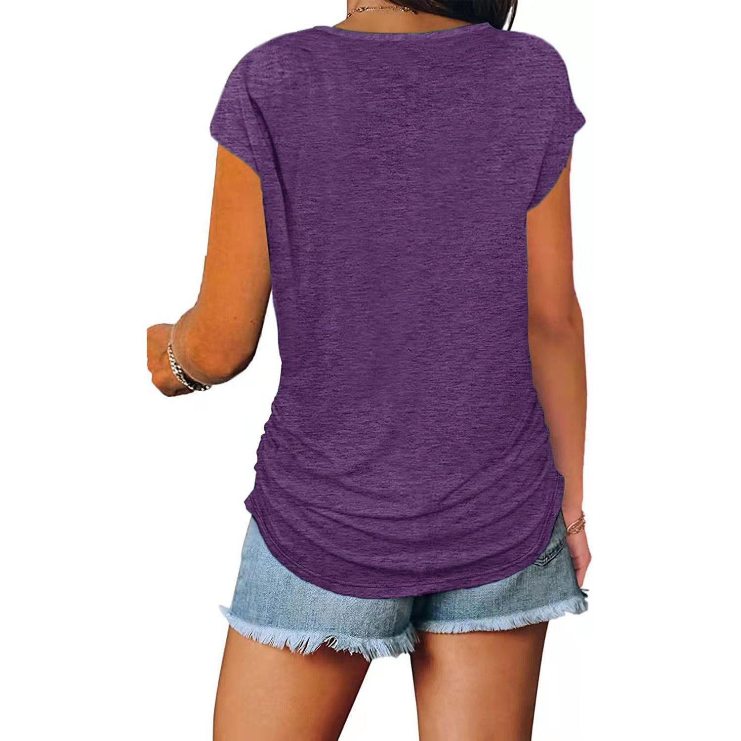 BETSY | V-neck with Zip Short Sleeve T-shirt