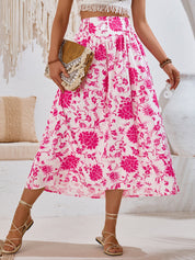 AMALIA -  Floral Print Maxi Skirt Summer