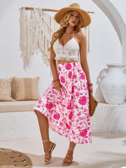 AMALIA -  Floral Print Maxi Skirt Summer