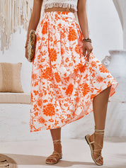 AMALIA -  Floral Print Maxi Skirt Summer