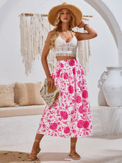 AMALIA -  Floral Print Maxi Skirt Summer