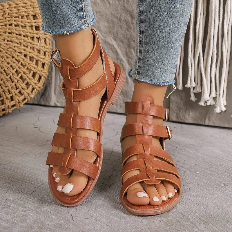 AVA | Elegant Women's Sandals Brown White