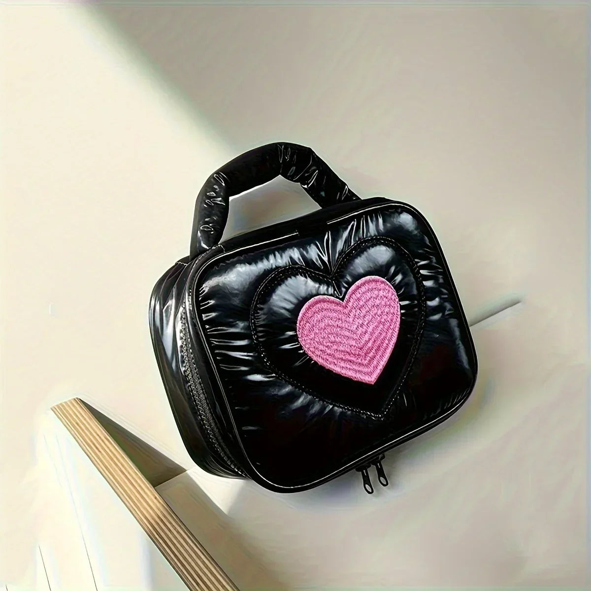 Etta | Heart Embroidery Travel Cosmetic Makeup Toiletry Bag