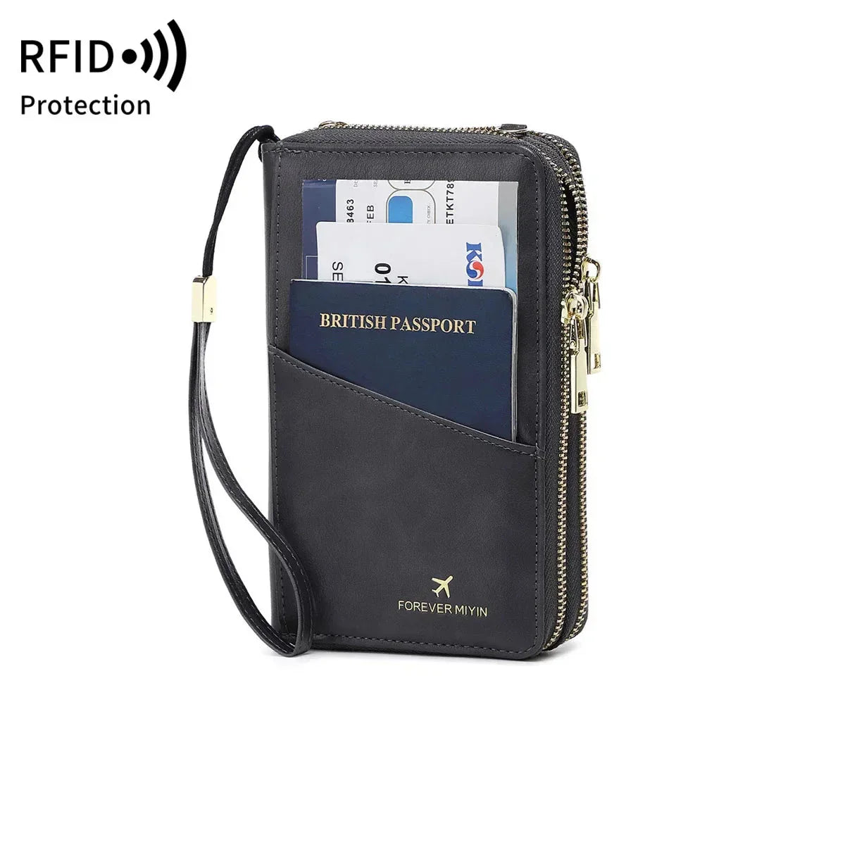 Valery | RFID-blocking passport holder with carrying strap