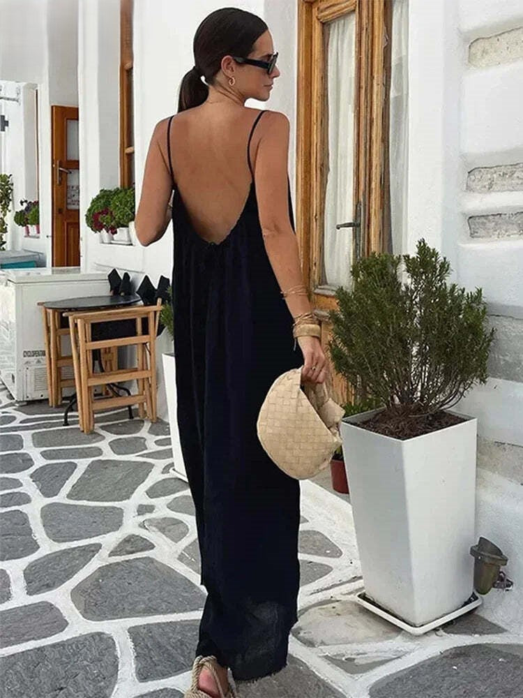 LILLY | Loose Backless Sling Long Dress