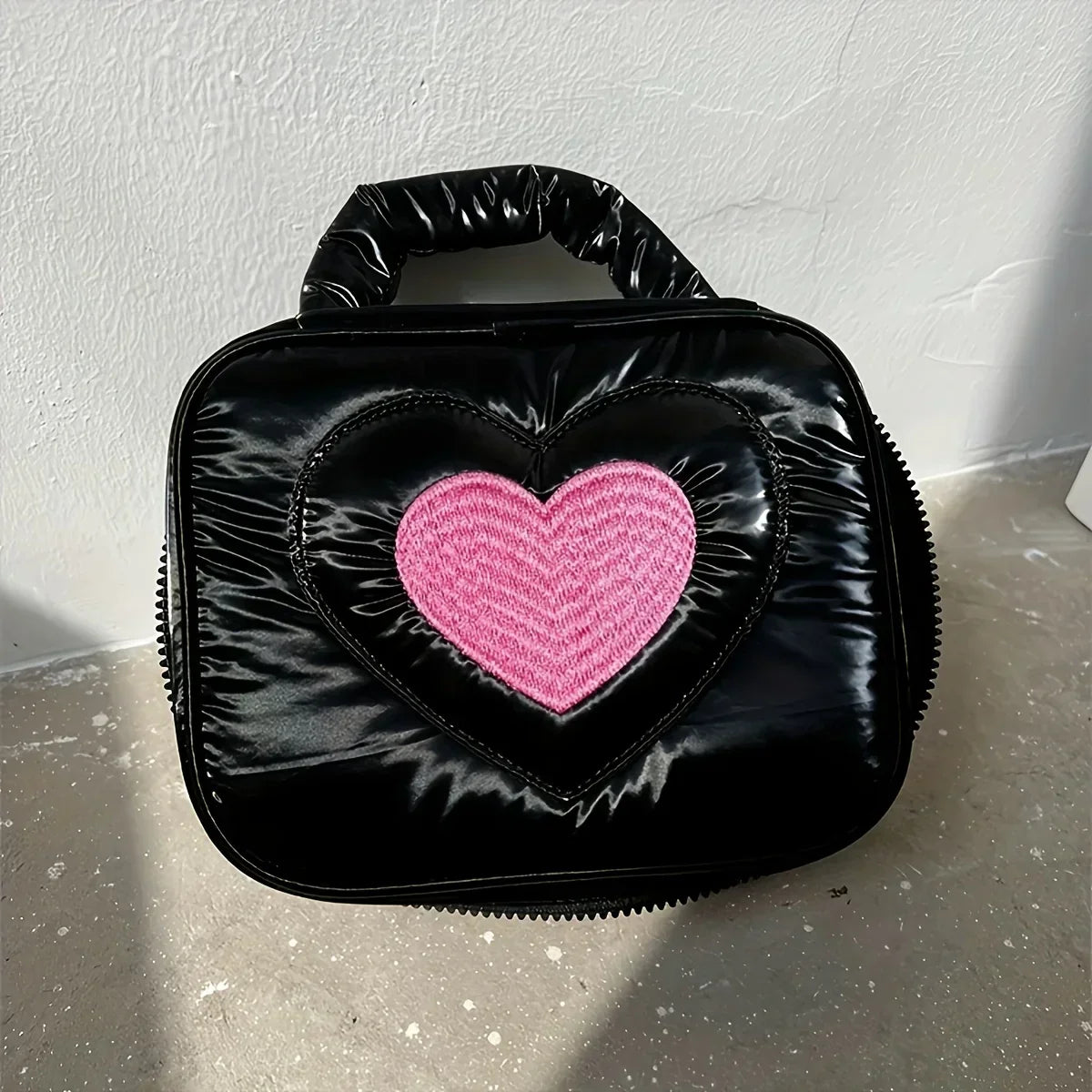 Etta | Heart Embroidery Travel Cosmetic Makeup Toiletry Bag